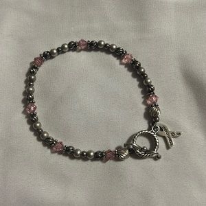 925 Breast Cancer Beaded Bracelet